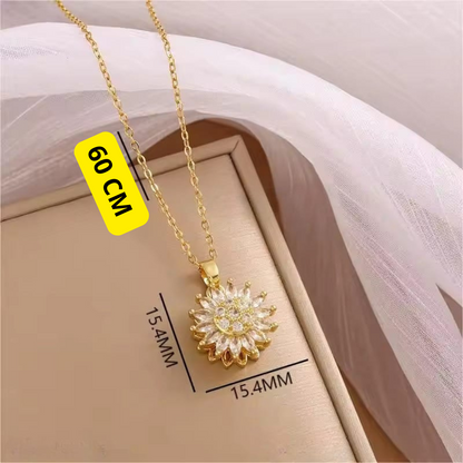 SET GIRASOL DE LUJO : COLLAR Y ANILLO BRILLANTE.