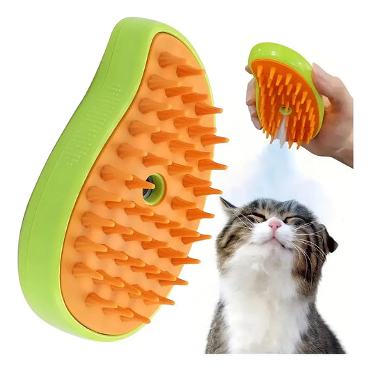 Cepillo de vapor autolimpiante para gatos, herramienta de cepillado y limpieza de pelo para felinos.