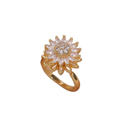 SET GIRASOL DE LUJO : COLLAR Y ANILLO BRILLANTE.